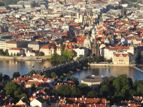 View of Charles Bridge from Petřín Lookout Tower