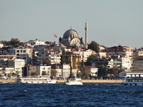 View of the Bosphorus shore from the ferry