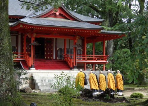 Monks chanting at Daikaku-ji